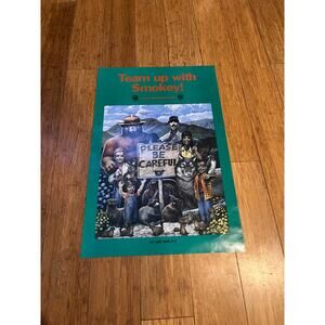 Vintage Team Up With Smokey The Bear Forest Fire Prevention 20 x 13 Poster 1999